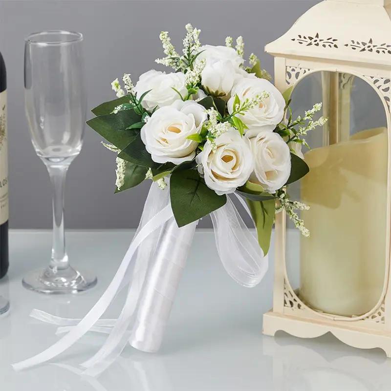 New Bridal Rose Flower Handheld Bouquet, Wedding Photo Props, Western Style Luxury Floral Arrangement, Romantic Ceremony Decor, Elegant Party Accessory, Artificial Flowers, Artificial Roses, Decorative Fake Flower