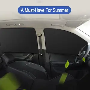 2pcs/4pcs Magnetic Car Sun Shades - Double-Sided Light-Blocking Privacy Curtains with Roll-Up Design, Fit for Most Vehicles, Heat & Glare Reduction, Summer Sun Protection, Car Window Sun Shade