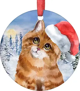 Tabby Cat Christmas Ornaments 2025 - Cute Ornament - Ginger Tree for Trees - Santa Kitten Decorations - Holiday Pet Gifts - Ornament 3x3 inch