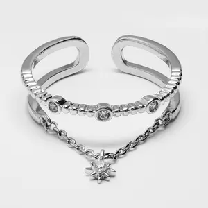 North Star Dangling Adjustable Ring, Elegant Star-Inspired Adjustable Ring, Nickel-Free, Hypoallergenic Jewelry Gift