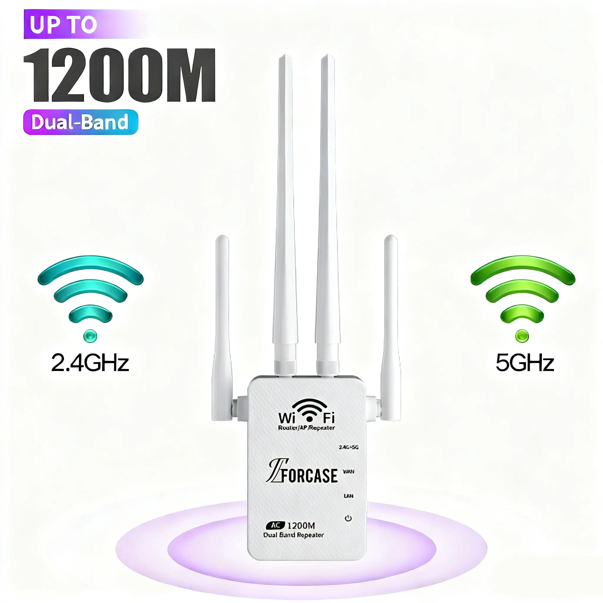 5G WiFi Extender AC1200, 5G/2.4G Repeater, Covers up to 12,000 sq.ft & 80+ Devices, Enhanced Signal Booster with Thick Copper Wires for Home/Office,summerwins