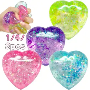Candy Heart Star Sensory Stress Relief Toy, Squeeze Ball, Glitter Stress Balls for Anxiety, Autism, Adhd, Party Gift, Birthday Gift, Box Filler