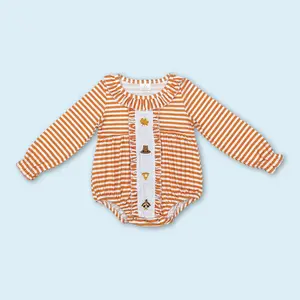 Toddle baby girl embroidery Thanksgiving turkey romper