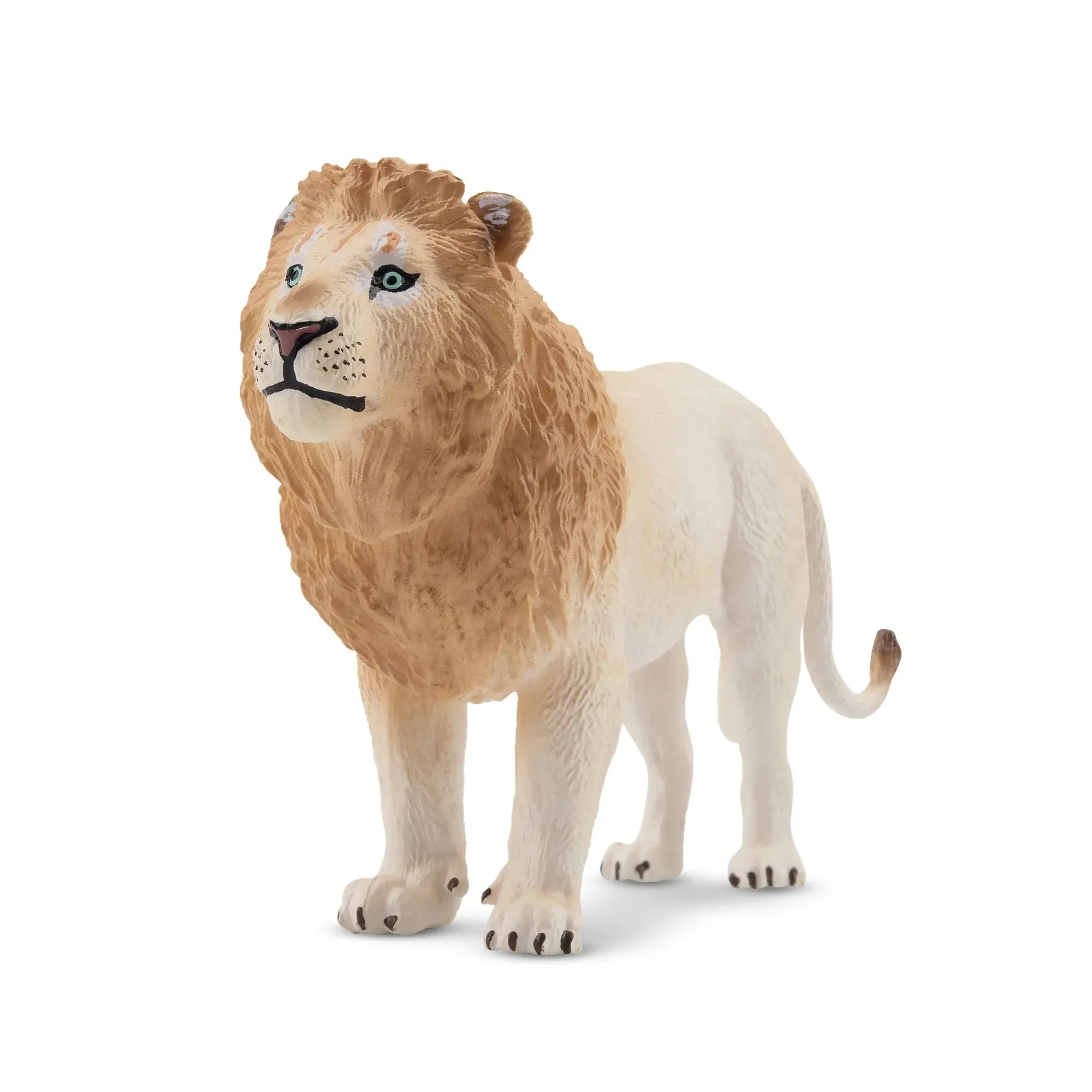 TOYMANY Hand-Painted PVC Solid Plastic White Lion Figurine - Realistic Wildlife Action Toy Figure, Ideal for Age 3+ Unisex Children Development, Montessori Sensory Play Collectible Gift
