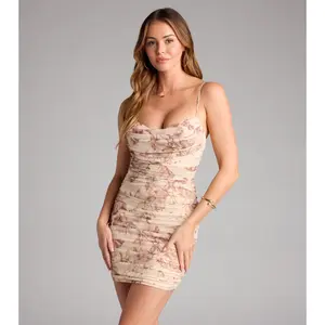 Soft Crush Floral Mesh Bodycon Mini Dress