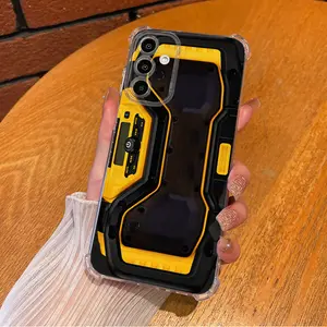 Yellow Hard Mechanical Style Design Aesthetic TPU Casing For SAMSUNG GALAXY A14A15A16A25A26A34A35A36A53A54A55A56 4G5G 30XL1647 Four Corners Transparent Soft Silicone TPU Birthday Gift Christmas Gift Shockproof Phone Cases Shell Cover