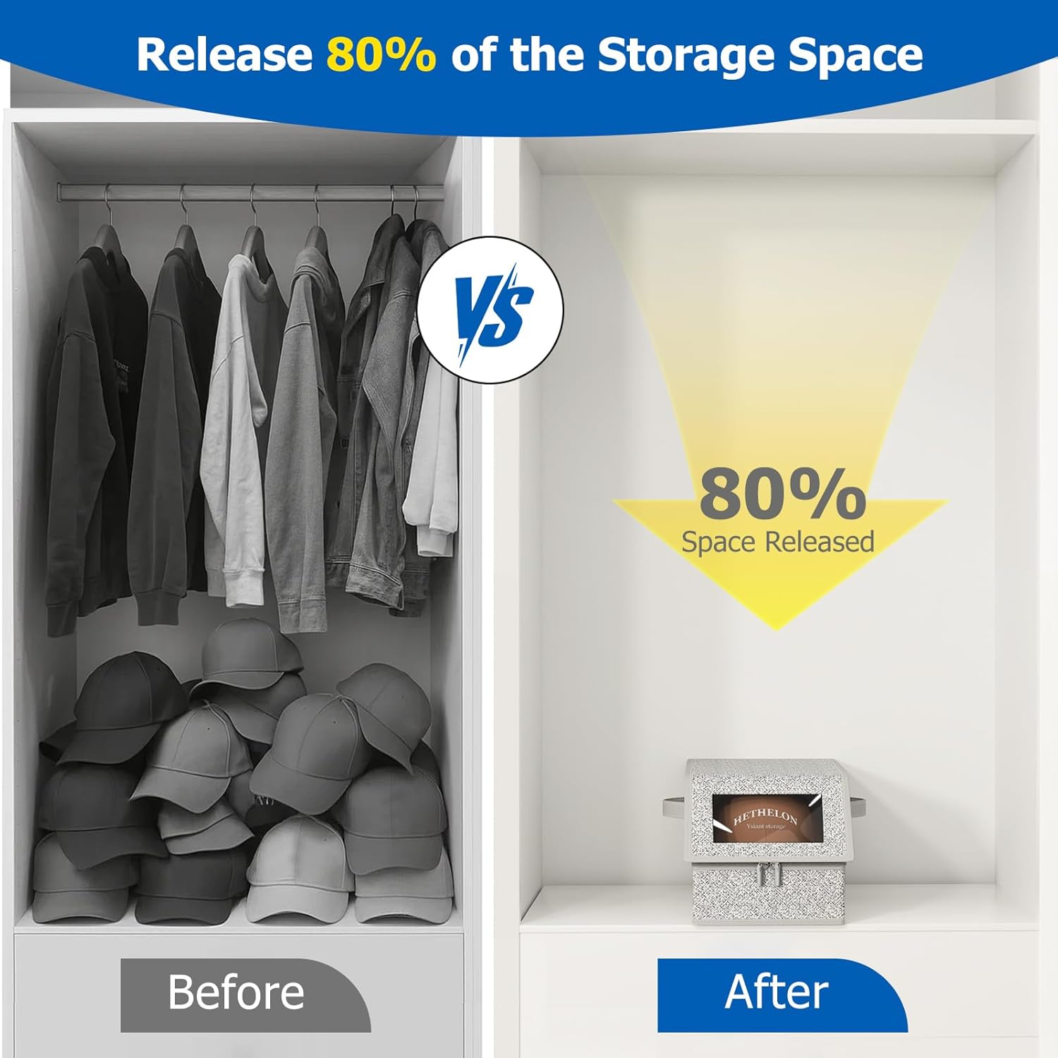 Hat Organizer for Baseball Caps Grey Storage Holder Container Holds Up to 12 Caps with Clear Window for Closet Organization