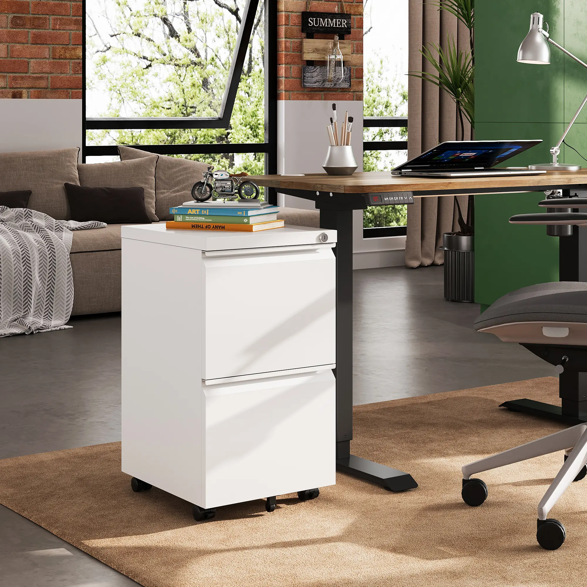 DEVAISE 2-Drawer Mobile Filing Cabinet with Lock - Durable Heavy-Duty Commercial Vertical Cabinet, 330-lb Capacity, 360-Degree Rotating Wheels, Racks & Shelves for Home Office, Durable Cabinets, Racks & Shelves