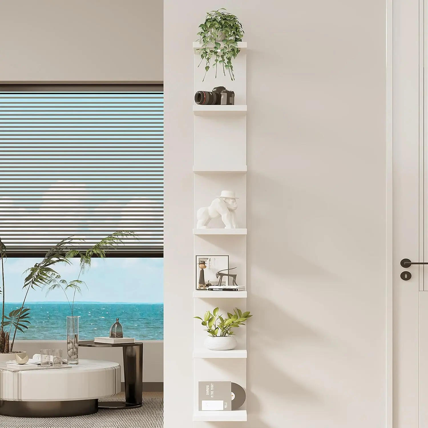 Versatile 7 Tier Wall Shelf Unit,White Lack Wall Shelf,Display