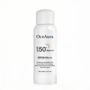 OCEAURA Sunscreen Spray SPF 50, Physical Mineral Sunscreen with Rice Ferment Brightening, Non-Sticky Lightweight Mist for Face & Body, Fast Absorbing UV Protection for All Skin shield flex