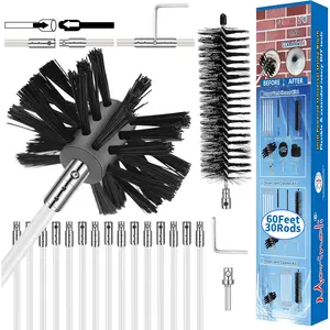 60  Dryer Vent Cleaning Kit - Chrome Button Locking System, Extends Up to 60 , Lint Remove, Dryer Duct Cleaner with Bonus Drill Attachment, Lint  Brush