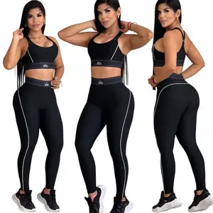 2025 Fashion Comfortable Summer Yoga Set Push-Up Sports Vest High Waist Hip Lift Tummy Control Fitness Set