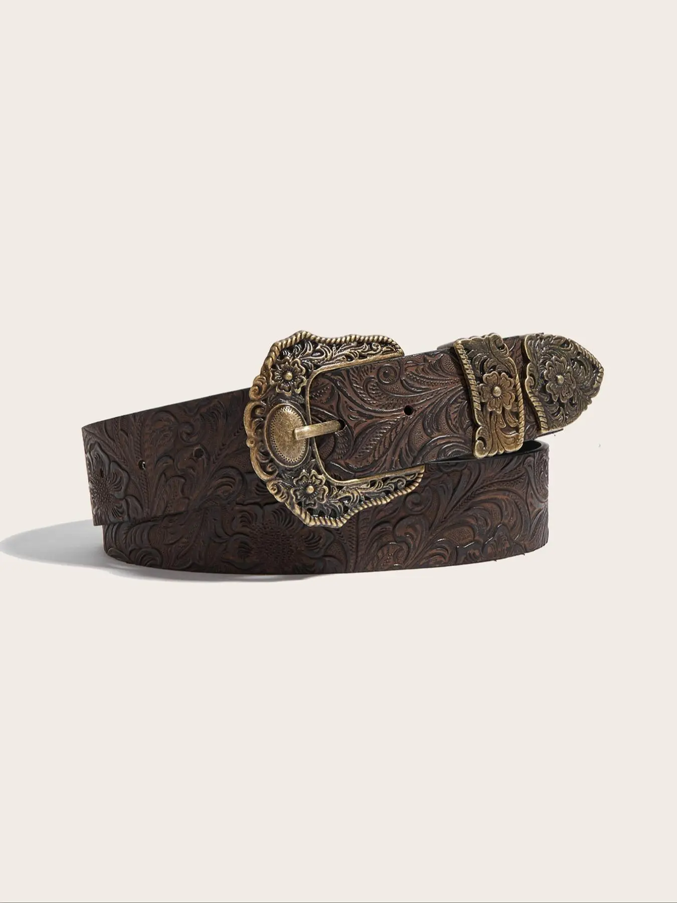 Boho Style Vintage Western Belt, Fashionable Cowboy Style Embossed Belt for Women, Casual Waistband for Jeans Trousers, Western Cowboy Belts