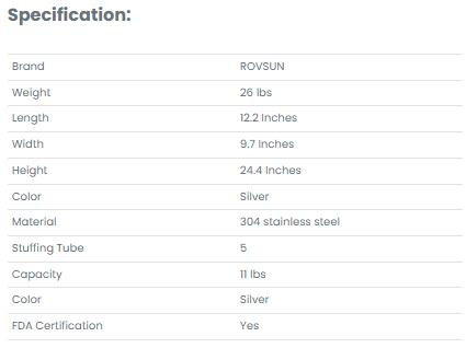 [TOP RATED - FLASH SALE] ROVSUN 11 lbs Manual Sausage Stuffer with 5 Stuffing Tubes