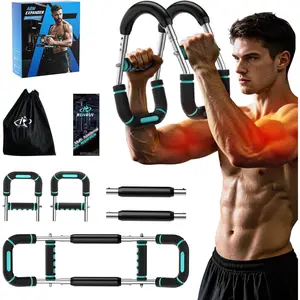 Twister Arm Trainer Chest Workout Equipment for Men & Women, Adjustable 5 Resistance (40-130 lbs)  Gym Strength Trainer with Anti-Slip Handles & Carry Bag (Blue&Sliver)