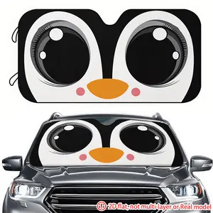 1pc cartoon penguin big eyed face car sunshade 2D high-definition printing, car sunshade effectively blocks sunlight, suitable for decorating the front windshield of RVs, General Motors, and trucks