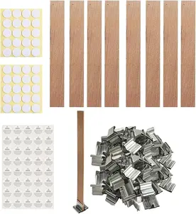 230 PCS Wooden Candle Wicks for Candle Making 0.5Mm Natural Candle Wood Wicks Wick Stickers Wick Clips Candle Cores Kit for DIY Candle Making Craft Harnico