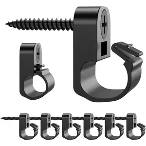 50 count,Lighting Hanger Clips for Christmas Lights,Screw-in Clips for Hanging LED Fairy Lights and Wires,Plastic,Black