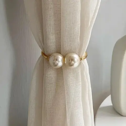 Faux Pearl Decorative Curtain Tieback, 1 Count Elegant Curtain Tie for Living Room, Bedroom, and Home Decor, Window Treatment Accessory, Curtain Holdback, Interior Decoration Accessory, Curtain Tie Backs For Curtains