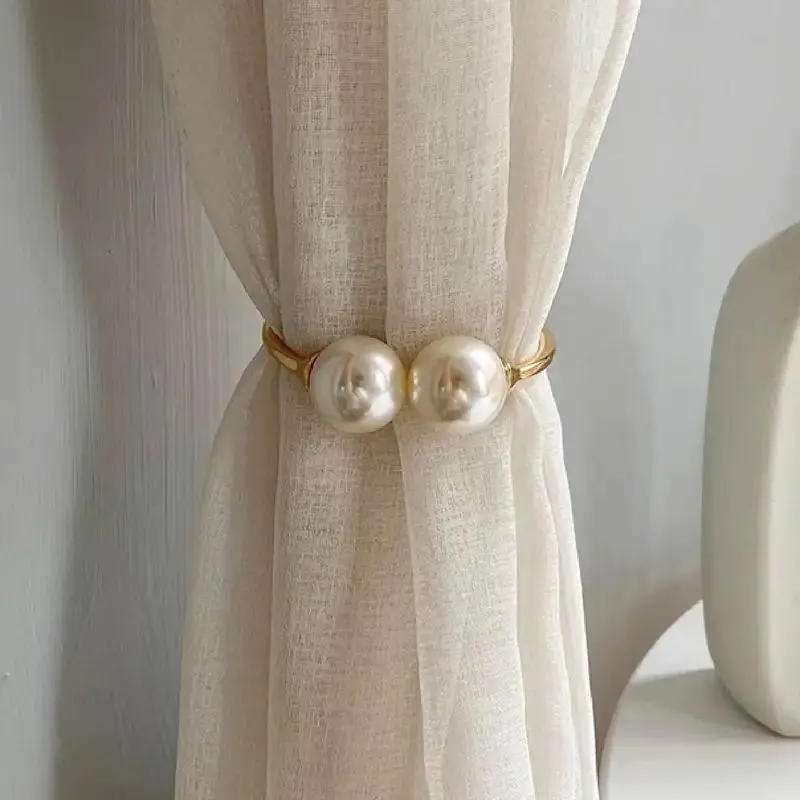 Faux Pearl Decor Window Curtain Tieback, 1 Count Elegant Curtain Buckle, Decorative Curtain Ties for Home Living Room Bedroom, Window Decorations Supplies, Curtain Tie Backs For Curtains, Interior Decoration Accessories