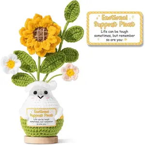 Thank You Gifts for Women Handmade Emotional Support Crochet Handmade Positive Crochet Sunflower FlowerTeacher Employee Appreciation Gifts for Women Coworker Nurse Boss Mom Easter Birthday Gift