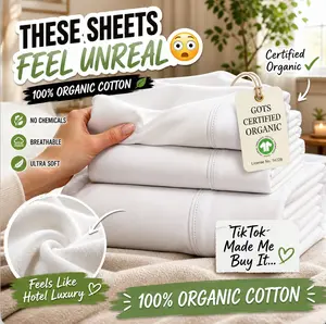 LANE LINEN 100% Organic Cotton Percale Weave Sheets Set - 15" Deep Pocket Fitted Sheet, Breathable Bedding for Dorm Rooms, White Twin Size Bed Essentials