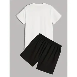 Men 2 Pcs Christmas Santa Tree Print Summer Pajama Set Short Sleeve Tee Drawstring Shorts Comfortable Soft Breathable Novelty Casual Sport Home Lounge Wear