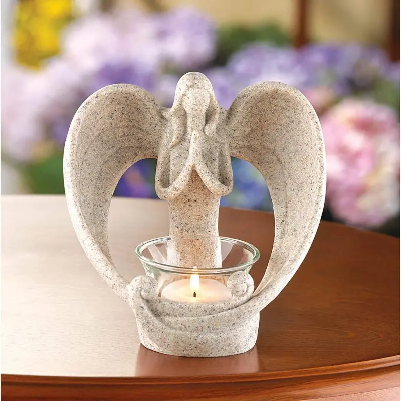 Angel Candle Holder Resin Statue, Home Decor Atmosphere Ornament, Collectible Desk Decoration, Memorial Candle Gift, Sympathy Gift