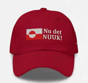 [Made-To-Order] Embroidered Nu det NUUK Cap, Embroidered Greenland Flag Structured Twill Flex Fit Closed Back Cap