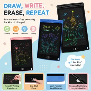 8.5in LCD Writing Tablet for Toddlers 1-3, Pressure-Sensitive Rainbow Lines Doodle Board with LCD Screen, Erase Button, Colorful Stylus, Back to School Educational Arts & Crafts Toy Giftkids