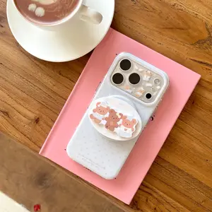 Blue Polka Dot Phone Case with Bear Stand, Fits iPhone 17pro Max/17pro/17/16pro Max/16pro/16/15/14/13, Durable, Protective and Stylish Design