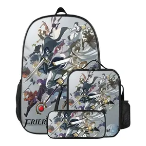 Frieren Anime Backpack Set - Machine-Washable 17” Laptop Bag + Insulated Lunch Bag + Compact Organizer (Perfect for Work & Travel)