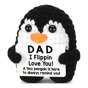 Handmade Mini Crochet Penguin Gift for Mother's Day Father's Day and Birthdays, Cute Decoration with Fun Tips, Perfect for Mom, Dad, or Wife