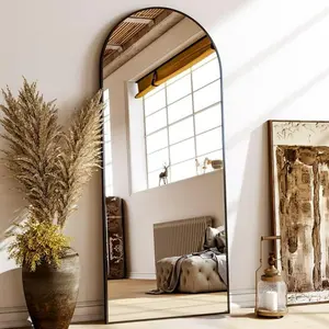 64.2"x21" Arched Full-length Mirror Free-standing Floor Mirror with Aluminum Frame