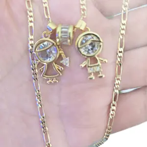 Charm Necklace for Boys and Girls - Gold-Tone Chain with Unique Owl and Boy Charms