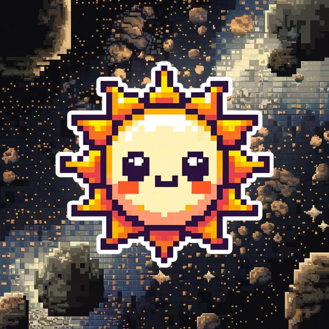 Chibi 8-Bit Sun Sticker | Cute Sun Vinyl Decal | Laptop sticker, Notebook sticker, Water Bottle sticker