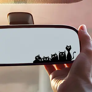 Cute cat silhouette car rearview mirror sticker