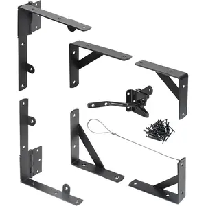 Door Rail Door Kit Door Hardware, 1 Set Anti-Sagging Door Kit Heavy Duty No Sagging, Anti-Twist Door Frame Corner Bracket Kit Can Bear 150 lbs, Suitable for Wooden Fence Door Door Hardware Kit