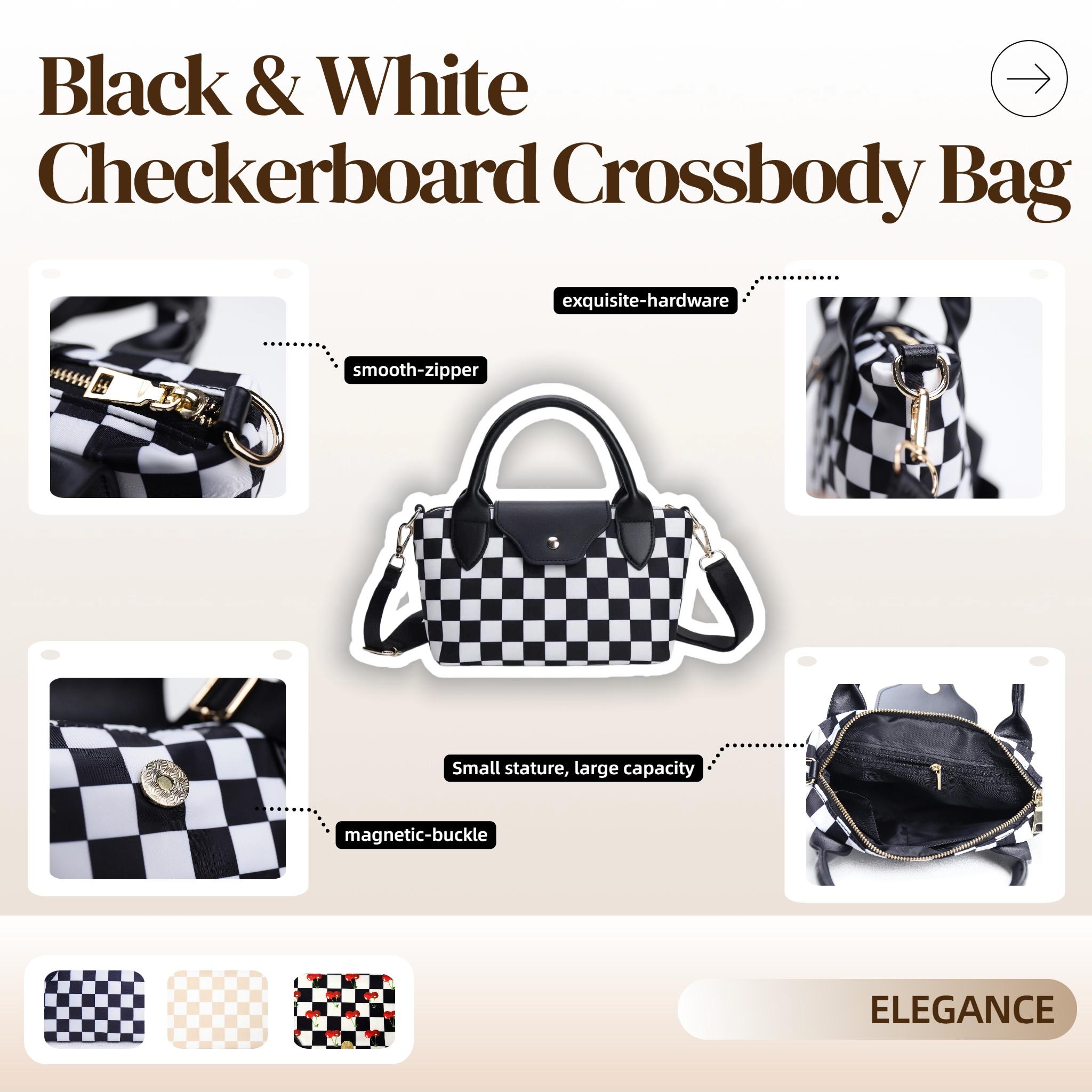 Fashionable Checkerboard Shoulder Bag – Minimalist Crossbody Purse with Detachable Strap & Smooth Zipper Fashionable Checkerboard Shoulder Bag – Minimalist Crossbody Purse with Detachable Strap & Smooth Zipper