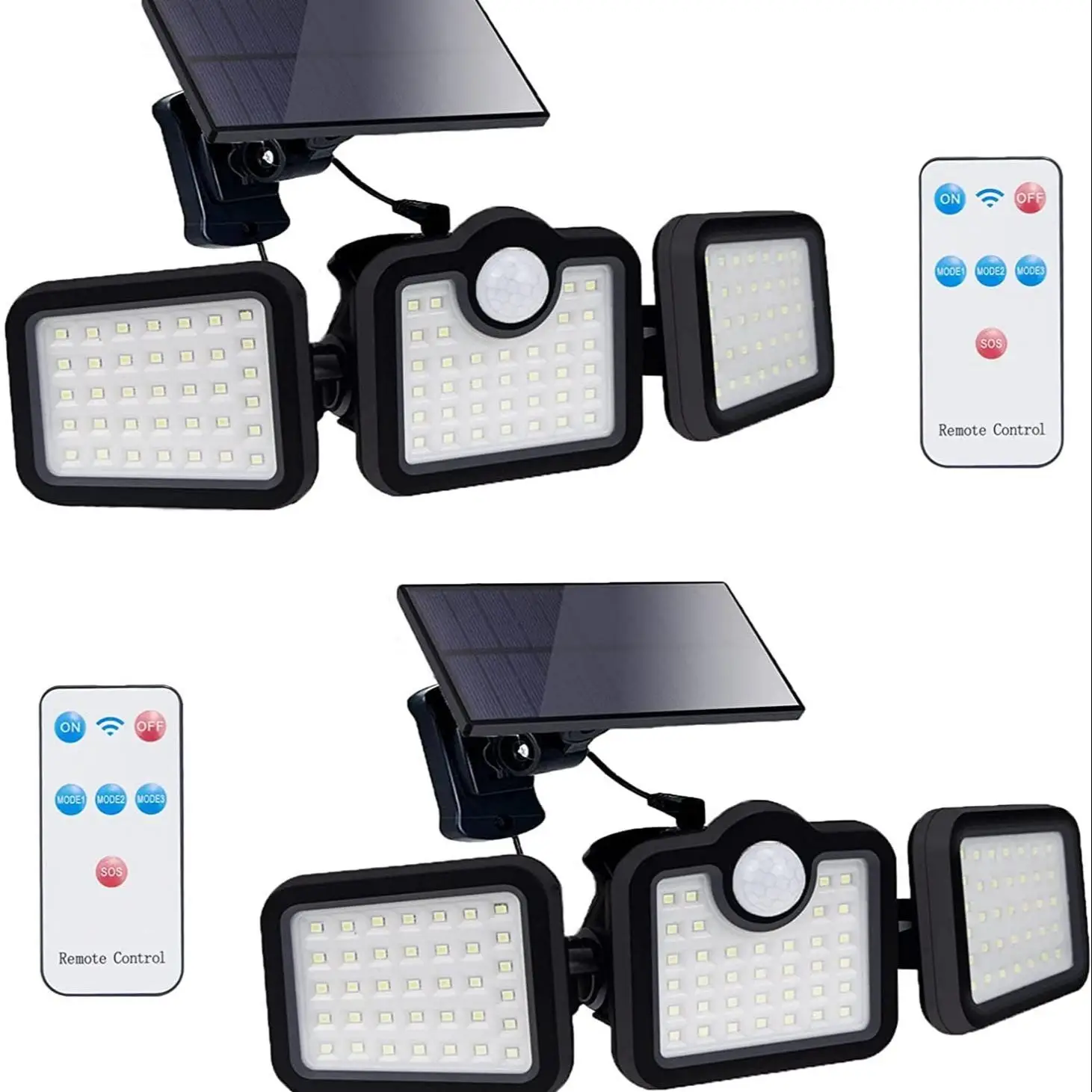 Solar Powered Outdoor Light, 108 LED Security Light with Remote Control, Sensor Light, Waterproof Wall Light with 3 Modes for Outdoor