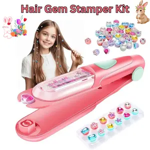 Hair Gem Stamper Kit for Girls – Hair Jewelry Styling Tool with Reusable Hair Gems & Diamonds, Kids Dress Up Hair Accessories, Party Makeup Toy Gift for Girls Ages 6-12- Easter Gfit