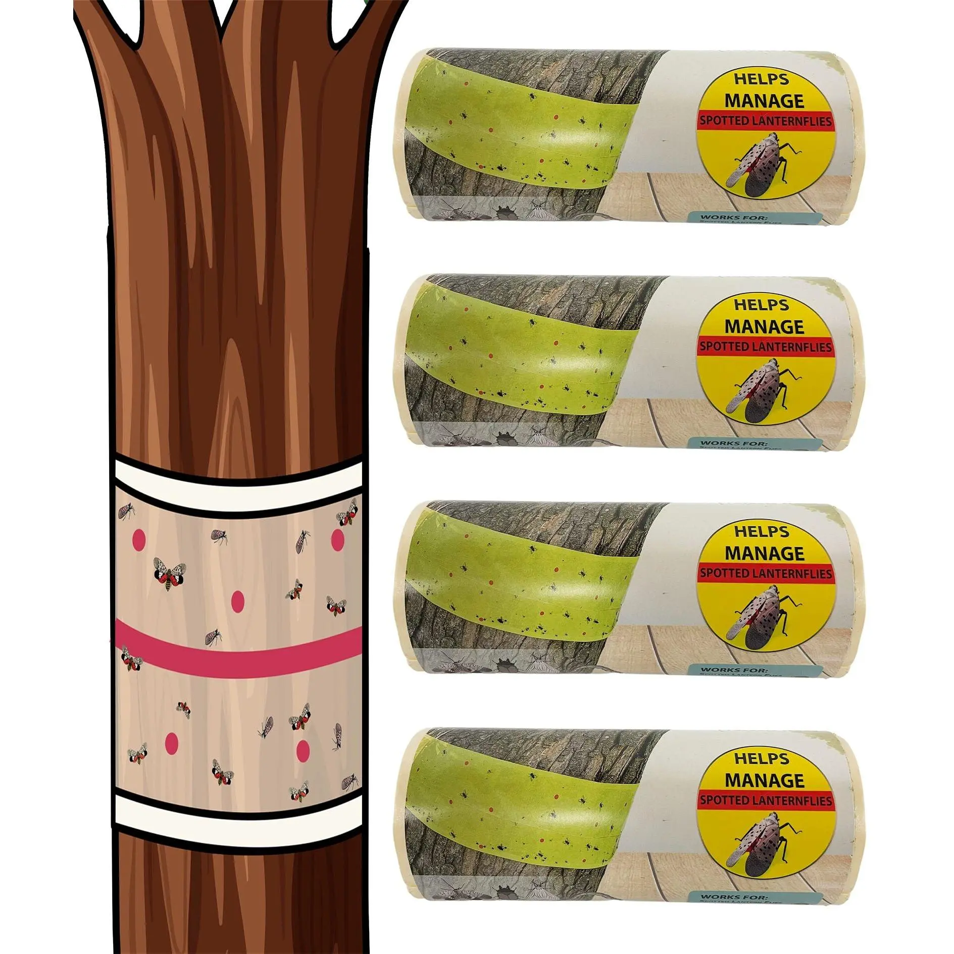 Spotted Lantern Fly Tree Trap - 4 Rolls (30 Feet Each Roll) insect Pest Repellent