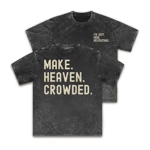 Christian Inspirational T-Shirt - Double-Sided "I'm Just Recruiting" & "Make Heaven Crowded" Print, Round Neck Short Sleeve Casual Made In USA For Women For Men [CoreVarsity.us 180G/230G 100% cotton short-sleeve, soft and comfortable]