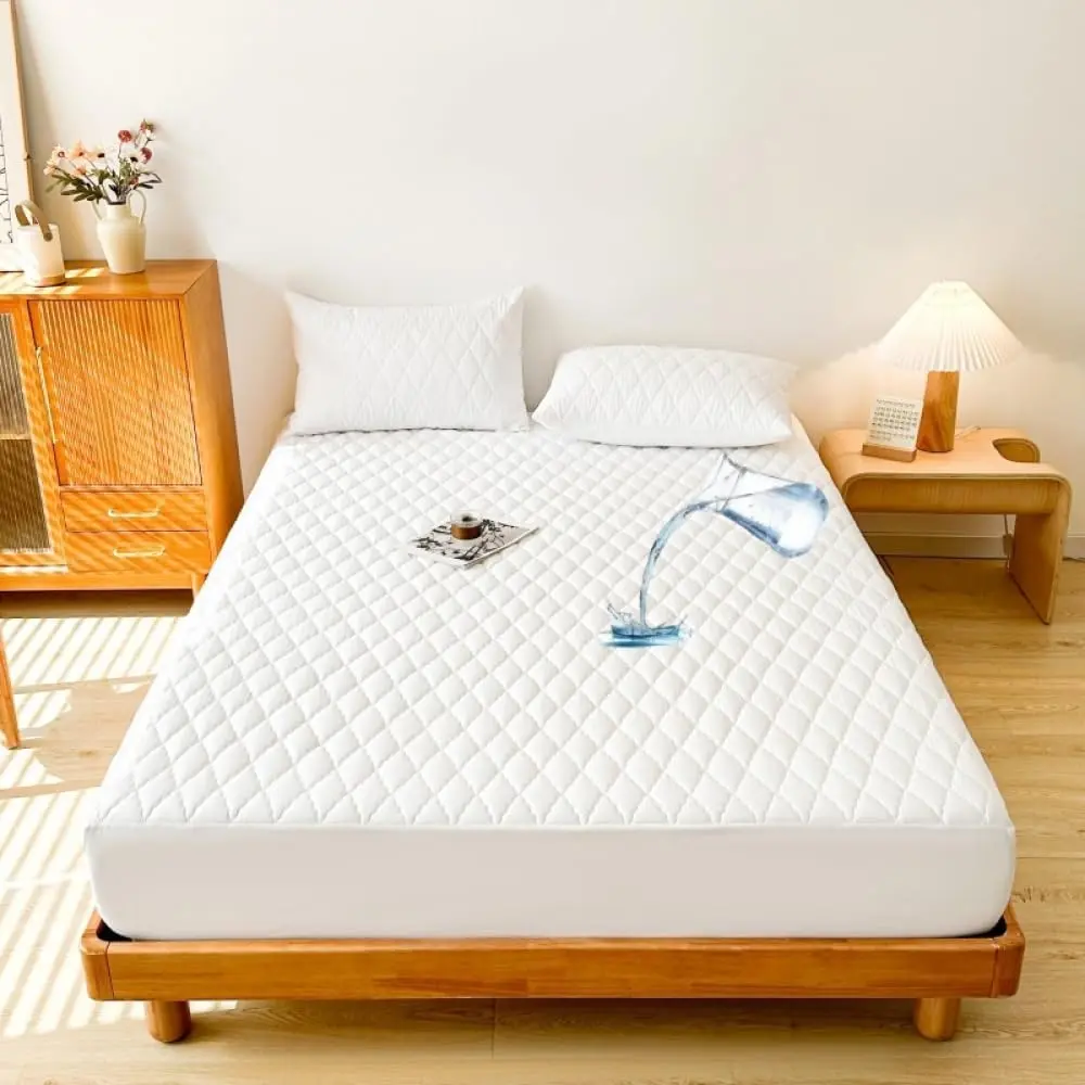 Waterproof Fitted Sheet, Soft Breathable Mattress Cover, Deep Pocket Bed Fitted Sheet