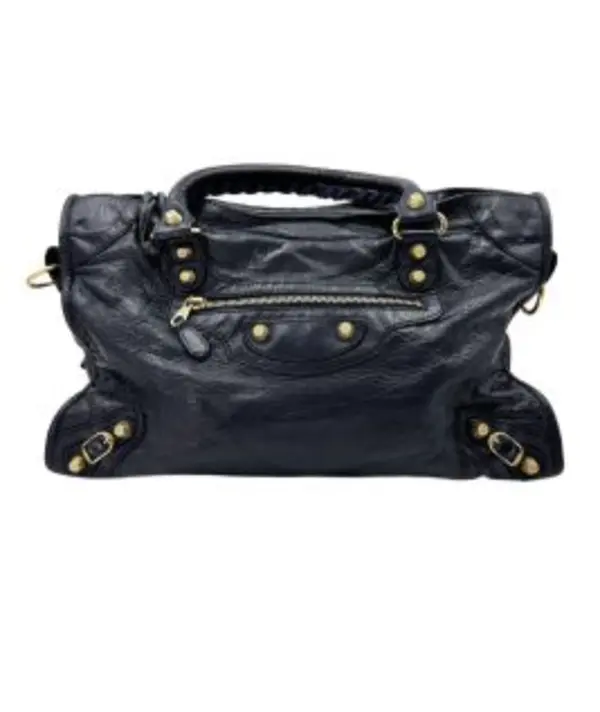 Pre-owned Balenciaga Calfskin Shoulder Bags Medium Le City Bag Navy