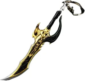 Solo Leveling Collectible Metal Dagger Keychain, Black and Gold, Fantasy Game Replica, Cosplay Accessory