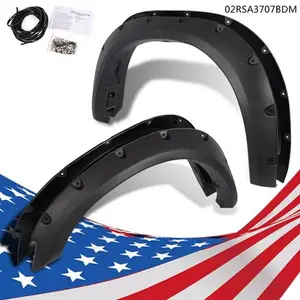 CROSSDESIGN Fender Flare Fit For 2010-17 Dodge Ram2500/3500 Black Pocket Style Rivet Bolt On