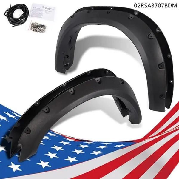 CROSSDESIGN Black Pocket-Style Rivet Bolt-On Fender Flares, 1 Set of 4 Pieces (2 for Front, 2 for Rear) Polypropylene, Assembly Required, Full Protection, Reduces Spray, Compatible with 2010-17 Dodge Ram 2500/3500