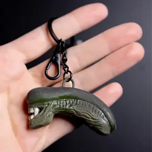 Hand Made Ceramic Sculpture Xenomoroph Alien head keychain