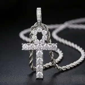 Cross Silver Chain Necklace for Men Women with Cross Pendant Stainless Steel Hip Hop Necklace 18-26 Inches Length, Valentine's Day Gifts for Men Women